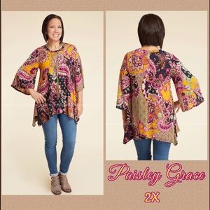 NWT TIME HOP TUNIC W/ Handkerchief Hemline • 2X